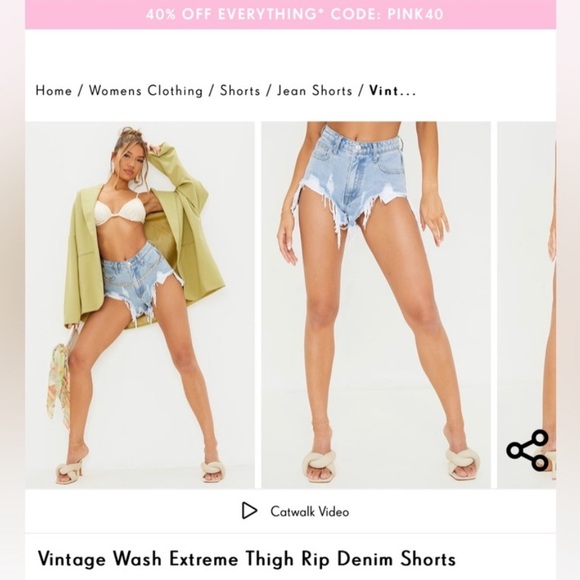 NWT PRETTYLITTLETHING Distressed High Waisted Denim Shorts - Picture 2 of 4